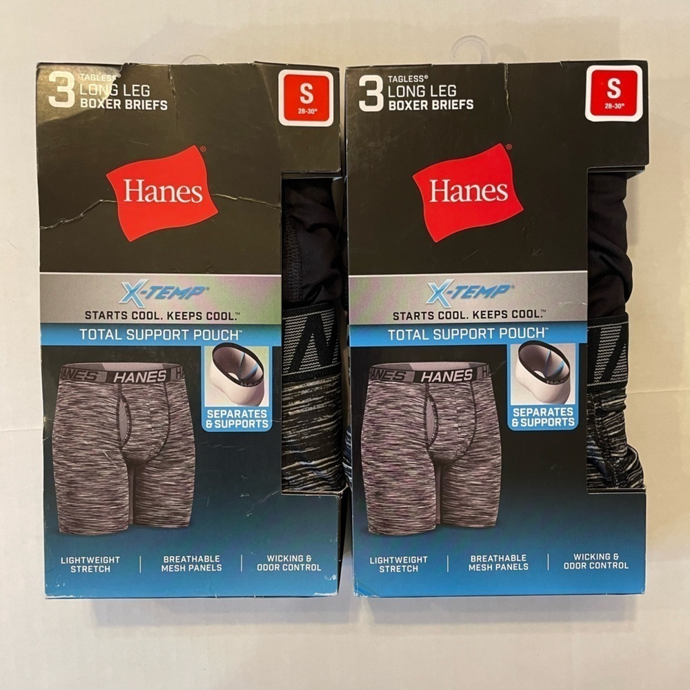 Hanes X-Temp Long Leg Boxer Briefs 2 3-packs size small NEW